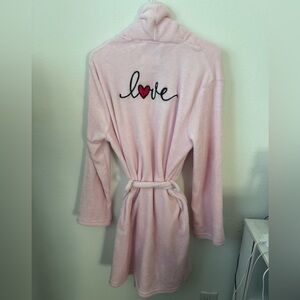 Laura Ashley Soft Pink Love Embroidered Robe Size L/XL